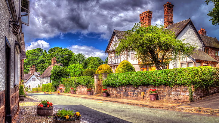 england, little budworth, united kingdom, europe, town, half timber house, HD wallpaper