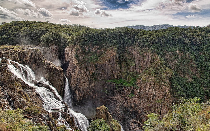 waterfalls, landscape, barron falls, Australia, nature, rock, HD wallpaper