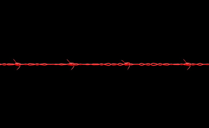 Barb Wire, red barb wire, Aero, Black, black background, copy space, HD wallpaper