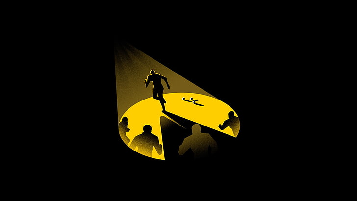 silhouette of man running, minimalism, Pacman, video games, artwork, HD wallpaper
