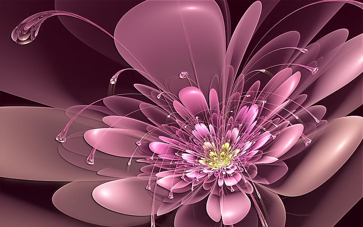 pink flower digital wallpaper, neon, petals, art, antennae, backgrounds, HD wallpaper