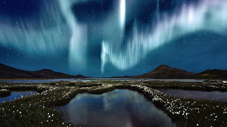 Aurora Borealis, aurorae, sky, nature, landscape, beauty in nature, HD wallpaper
