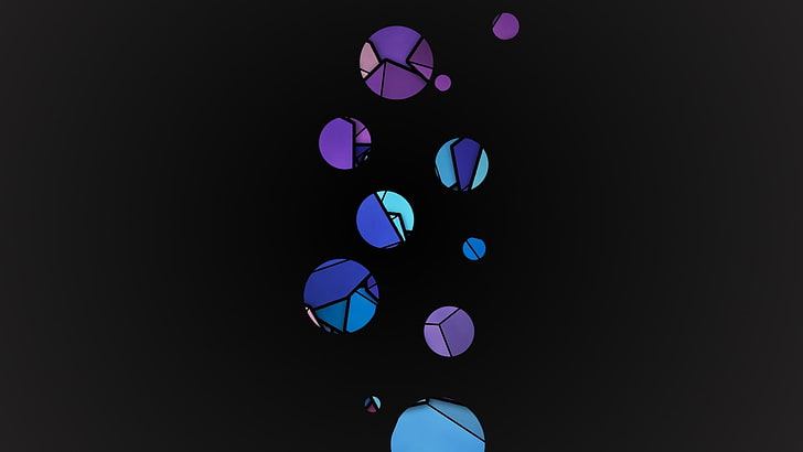 blue, black, and purple abstract illustration, circle, minimalism