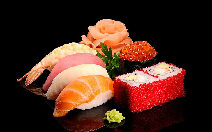 sushi, food, caviar, colorful, Traditional Foods
