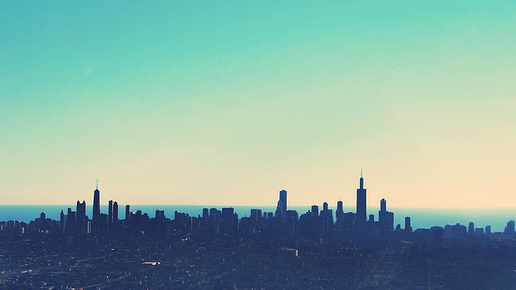 city buildings, cityscape, Chicago, clouds, skyscraper, USA, urban Skyline, HD wallpaper