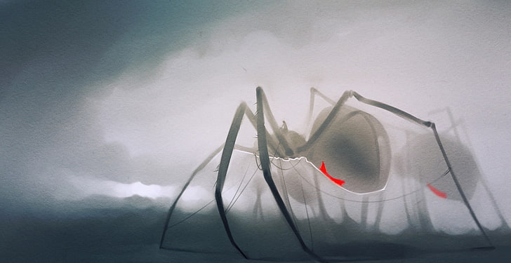 gray spider, CGI, Black Widow, white, indoors, no people, textile