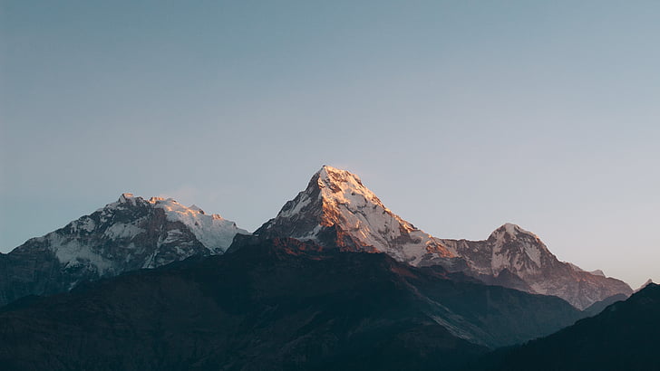 Annapurna Massif, Himalayas, Nepal, Mountains, Sunrise, Minimal, HD wallpaper