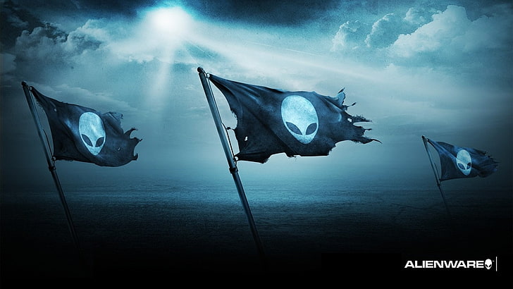 black-and-white alien banners Alienware cover screenshot, Technology