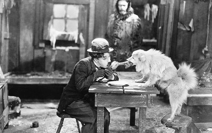 Charlie Chaplin, film stills, starving , mammal, one person, primate