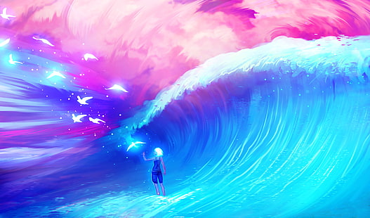 Vintage ocean waves anime HD wallpaper | Pxfuel