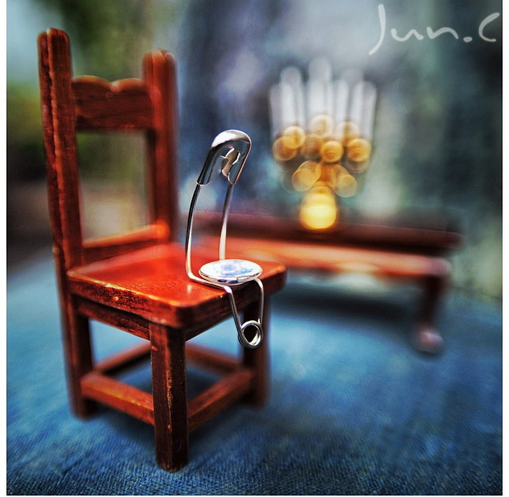 Chair, Depth Of Field, safety pin, HD wallpaper