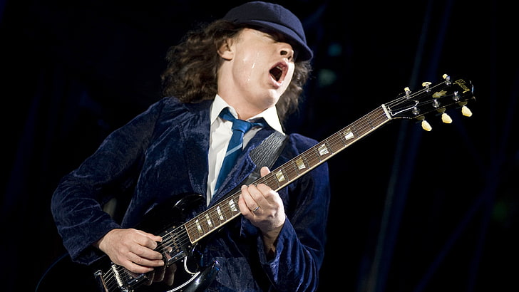 Ac dc, Angus young, Guitarist, Performance, music, musical instrument, HD wallpaper