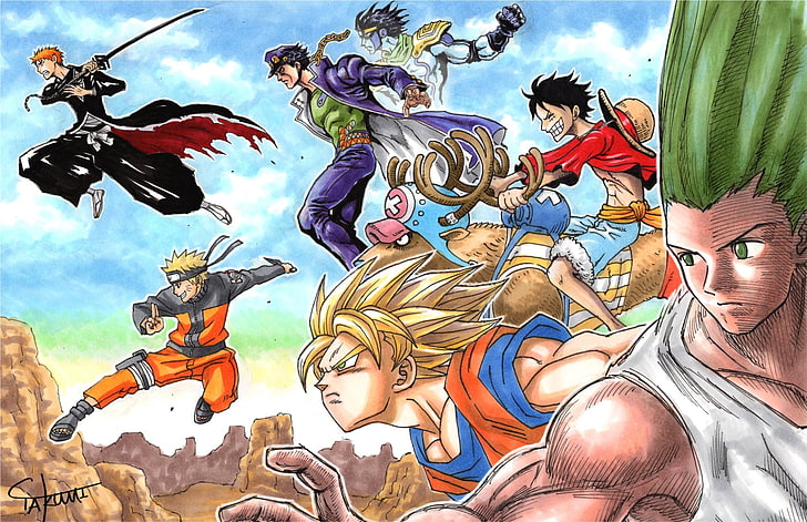 Anime, Crossover, Bleach, Dragon Ball Z, Goku, Gon Freecss