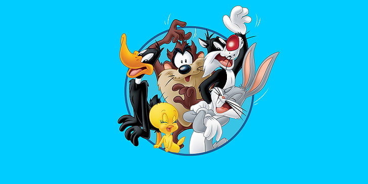 Looney Toons illustration, Cartoon, Daffy Duck, Tweety, The Tasmanian devil, HD wallpaper