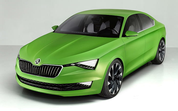 2014 Skoda VisionC Concept, green skoda car, cars, other cars, HD wallpaper