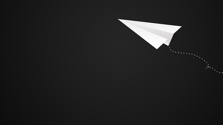 white paper plane illustration, the dark background, black background, HD wallpaper