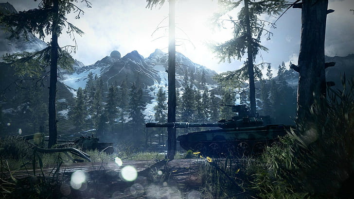 Battlefield 3, war, video games, tank, trees