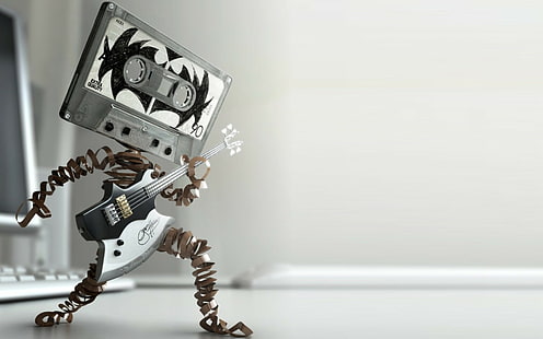 HD wallpaper: music, humor, cassette, guitar, robot | Wallpaper Flare