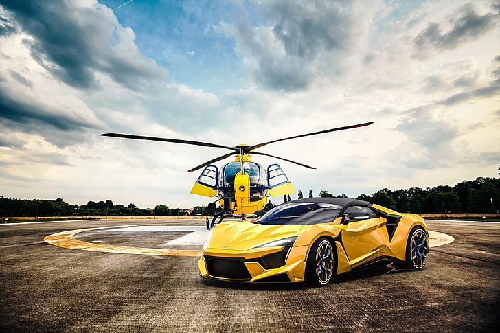 Benoit Fraylon, car, vehicle, helicopter, yellow cars, Fenyr Supersport