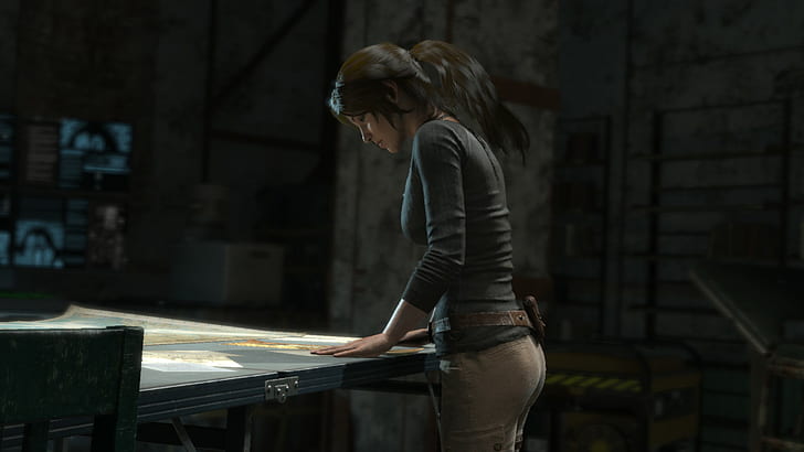 Rise of the Tomb Raider, Lara Croft, side view, brunette, brown eyes