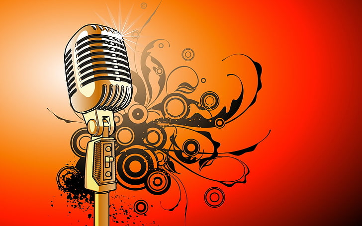 microphone, music, no people, technology, colored background, HD wallpaper
