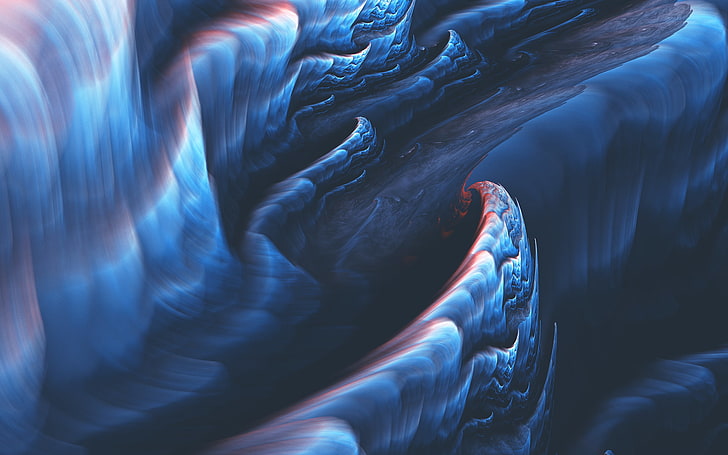 ocean wave wallpaper, fractal, abstract, artwork, water, full frame, HD wallpaper