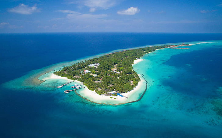 Indian Ocean Kuramathi Island Maldives Aerial Photography 1920×1200