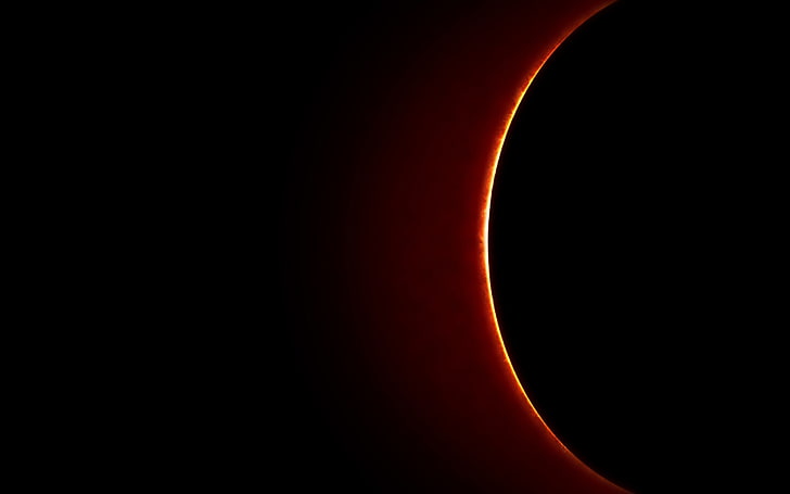 Planet red ellipse light-Space HD Theme Wallpaper, solar eclipse