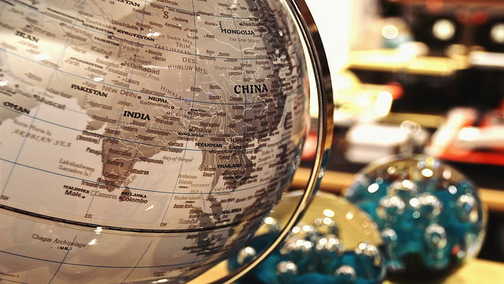 China, world map, globes, geography, HD wallpaper