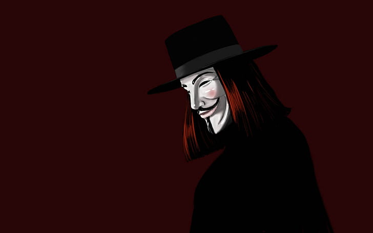 V for Vendetta, mask, Guy Fawkes mask, hat, HD wallpaper