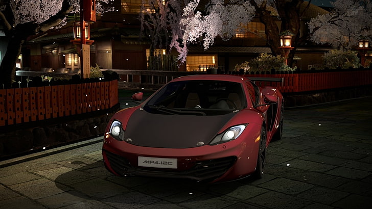 McLaren MP4-12C, car, video games, motor vehicle, night, mode of transportation, HD wallpaper