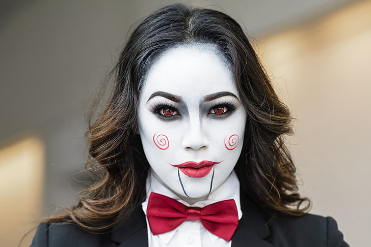 women, cosplay, Billy the Puppet, Saw, portrait, one person