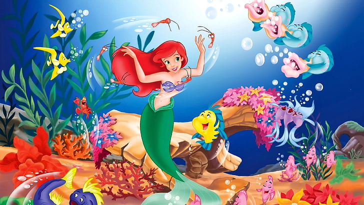 Disney Little Mermaid underwater wallpaper, fantasy art, digital art