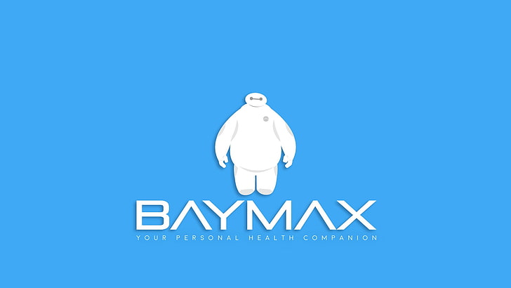 Big Hero 6 Baymax, Disney, simple, communication, blue, copy space