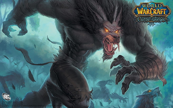 World of Warcraft Curse Worgen digital wallpaper, video games