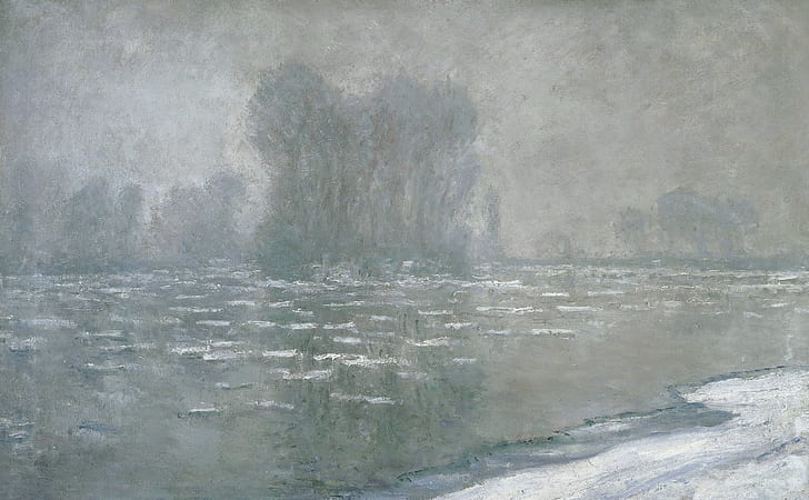 landscape, picture, Claude Monet, Ice. Misty Morning, HD wallpaper