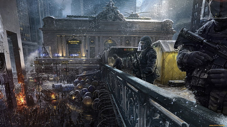 soldiers illustration, Tom Clancy's The Division, apocalyptic