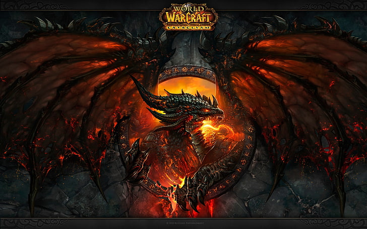 World of Warcraft dragon digital wallpaper, World of Warcraft: Cataclysm, HD wallpaper