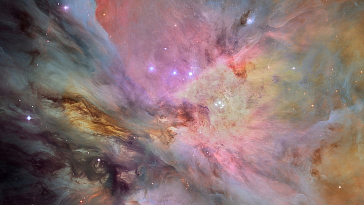 brown, pink, and gray galaxy, space, NASA, Moon, star - space