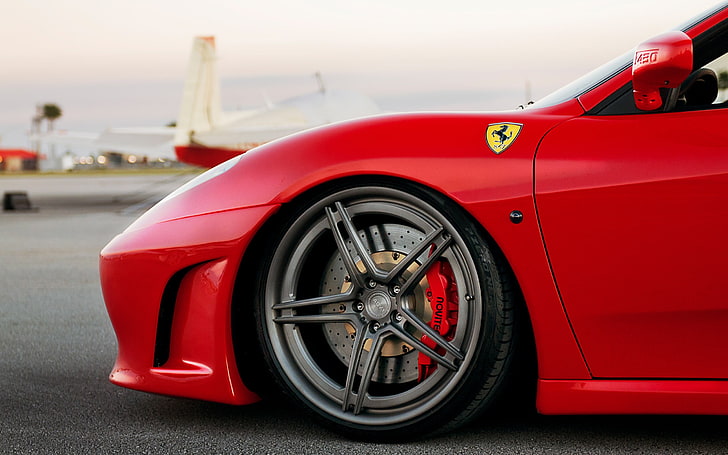red Ferrari sports coupe, car, Ferrari F430, red cars, vehicle