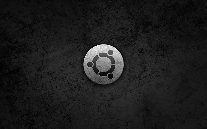 round gray logo, Linux, GNU, Ubuntu, no people, high angle view, HD wallpaper