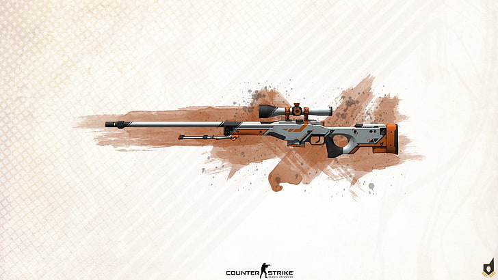 gray and black sniper rifle with scope illustration, Counter-Strike