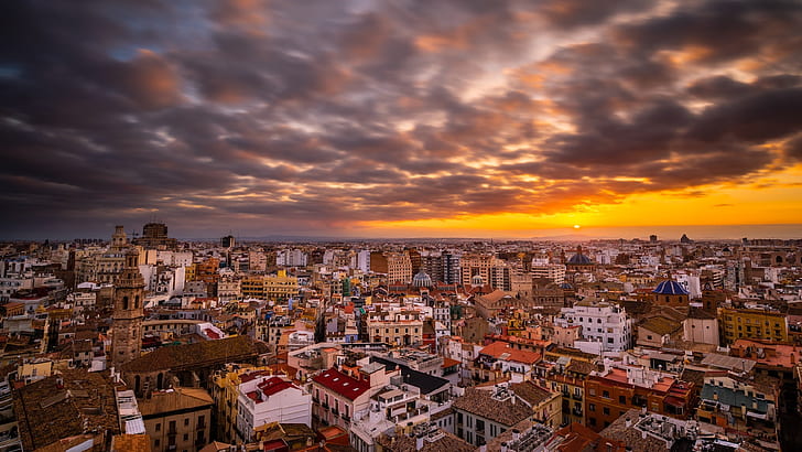 Cities, Valencia, City, Cloud, Sky, Spain, Sunset