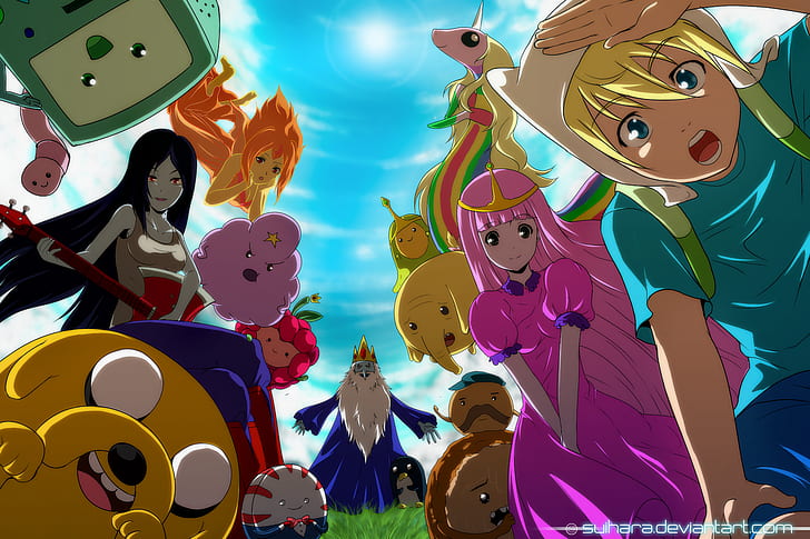 cartoon, Adventure Time, Princess Bubblegum, B-MO, Ice King, HD wallpaper