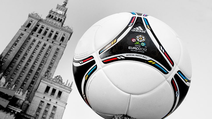 black and white adidas Euro 2012 soccer ball, football, championship, HD wallpaper