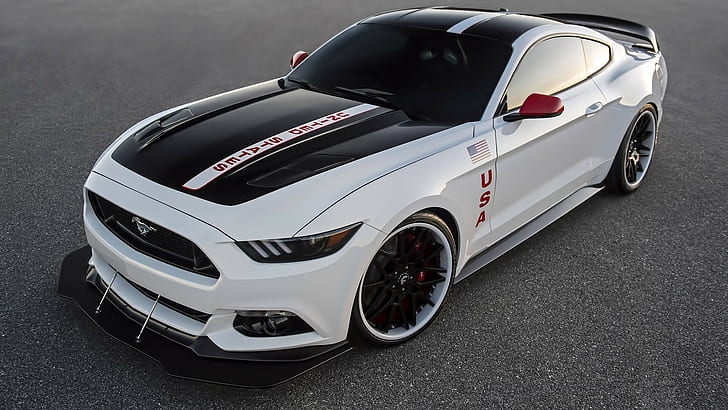 Car, Ford Mustang, Ford Mustang GT Apollo Edition, White Cars, black and white ford mustang