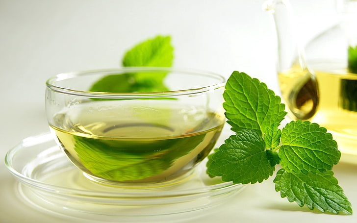 green leaf, tea, leaves, mint, mint Leaf - Culinary, drink, green Color, HD wallpaper