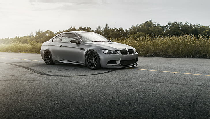 BMW, BMW E92 M3, vehicle, gray, car, HD wallpaper
