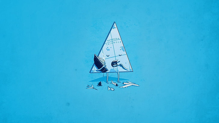 white ship wallpaper, threadless, blue, minimalism, simple, triangle