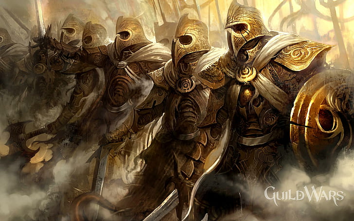 Soldiers Of War, weapons, games, armour, armor, guild wars, shields, HD wallpaper